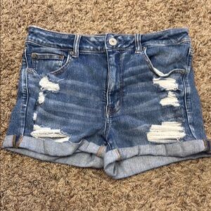 American Eagle Outfitters Blue Distressed Jean Shorts